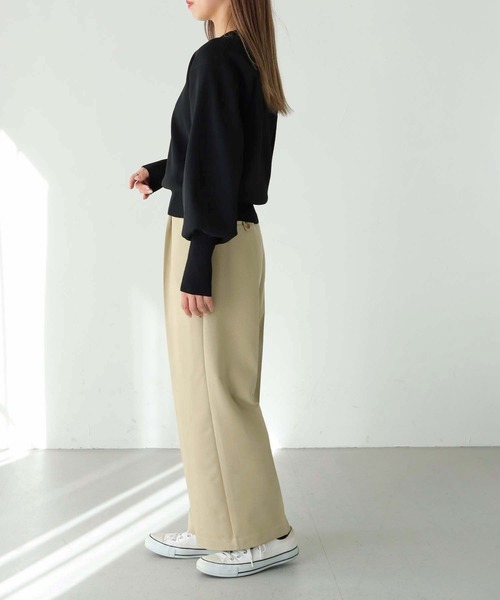 HER CLOSET（ハークローゼット）の「【shemoshelly】WEB限定ボリュームスリーブロングリブスウェットライクニット（ニット/セーター・レディース・ブラック/スモークピンク/オフホワイト/ブルー/ライトグレー/マスタード・M）」の16枚目の写真