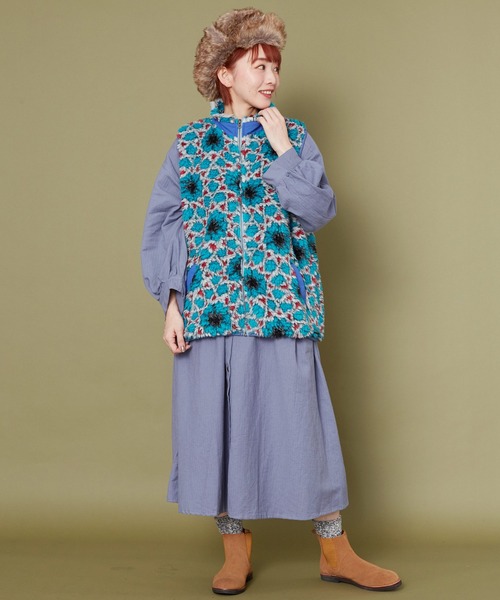チャイハネ（チャイハネ）の「【チャイハネ】Amina×grn タファルMEN'Sボアベスト（ベスト・メンズ・オレンジ/グレー/ターコイズブルー・FREE）」の12枚目の写真