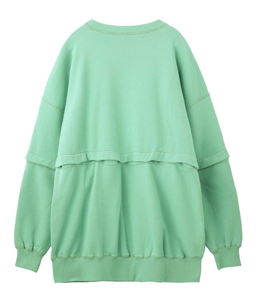 X-girl(エックスガール)の「DETACHABLE BUTTON SWEAT DRESS(ワンピース・レディース・ライトグリーン/チャコール/ホワイト・M/S)」の5枚目の写真