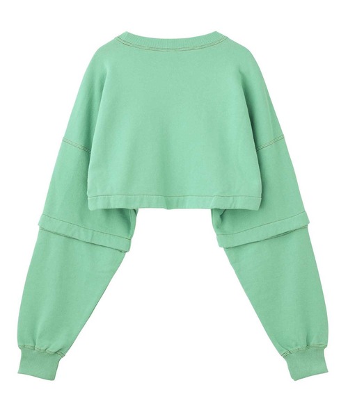 X-girl(エックスガール)の「DETACHABLE BUTTON SWEAT DRESS(ワンピース・レディース・ライトグリーン/チャコール/ホワイト・M/S)」の7枚目の写真