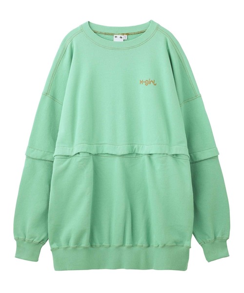 X-girl(エックスガール)の「DETACHABLE BUTTON SWEAT DRESS(ワンピース・レディース・ライトグリーン/チャコール/ホワイト・M/S)」の18枚目の写真