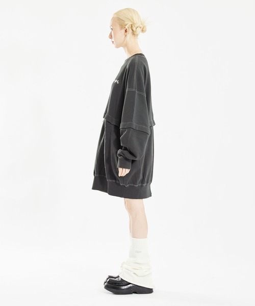 X-girl(エックスガール)の「DETACHABLE BUTTON SWEAT DRESS(ワンピース・レディース・ライトグリーン/チャコール/ホワイト・M/S)」の19枚目の写真