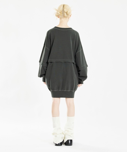 X-girl(エックスガール)の「DETACHABLE BUTTON SWEAT DRESS(ワンピース・レディース・ライトグリーン/チャコール/ホワイト・M/S)」の20枚目の写真