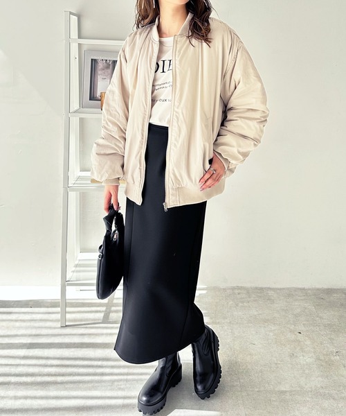 GeeRA（ジーラ）の「ボリュームＭＡ－１デザインブルゾン（ブルゾン・レディース・ブラック/アイボリー・MEDIUM）」の15枚目の写真