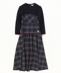 ボーダーズアットバルコニー ワンピース レッド　タータンチェック BORDERS at BALCONY（ボーダーズ アット バルコニー）の「【BORDERS at