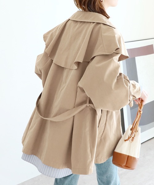reca（レカ）の「ポンチョ風ショート丈トレンチコート（トレンチコート