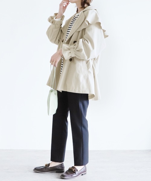 reca(レカ)の「ポンチョ風ショート丈トレンチコート(トレンチコート・レディース・ライトカーキ/サンドベージュ/ベージュ・L/M)」の21枚目の写真