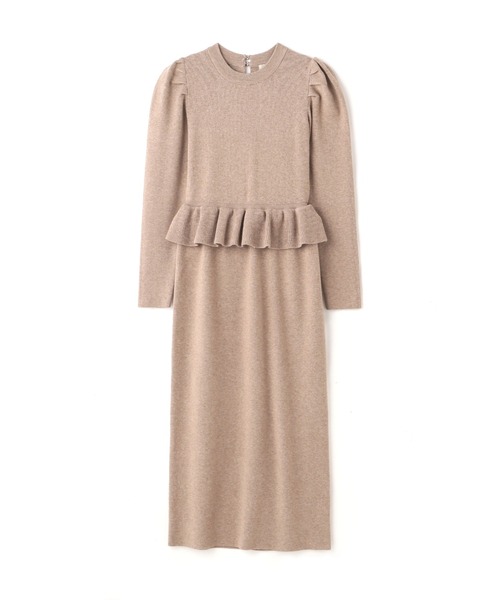 FREE'S MART（フリーズマート）の「◆畦フリルニットワンピース（ワンピース・レディース・グリーン/ブラック/ベージュ・SMALL/MEDIUM）」の3枚目の写真