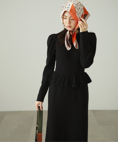 FREE'S MART（フリーズマート）の「◆畦フリルニットワンピース（ワンピース・レディース・グリーン/ブラック/ベージュ・SMALL/MEDIUM）」の5枚目の写真