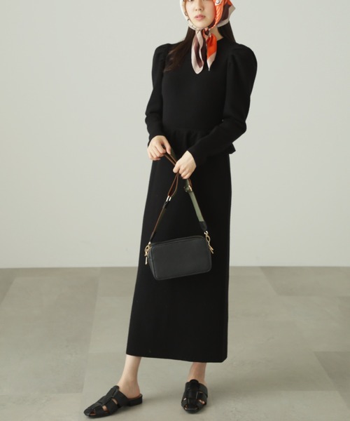 FREE'S MART（フリーズマート）の「◆畦フリルニットワンピース（ワンピース・レディース・グリーン/ブラック/ベージュ・SMALL/MEDIUM）」の7枚目の写真