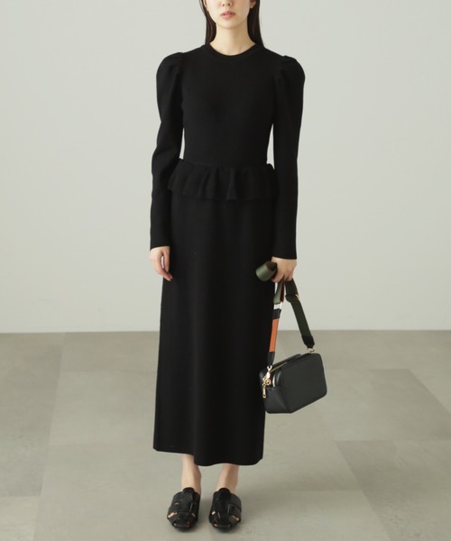 FREE'S MART（フリーズマート）の「◆畦フリルニットワンピース（ワンピース・レディース・グリーン/ブラック/ベージュ・SMALL/MEDIUM）」の8枚目の写真