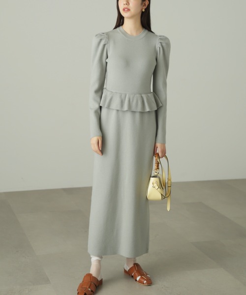 FREE'S MART（フリーズマート）の「◆畦フリルニットワンピース（ワンピース・レディース・グリーン/ブラック/ベージュ・SMALL/MEDIUM）」の12枚目の写真