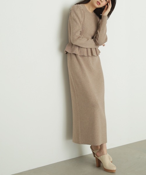 FREE'S MART（フリーズマート）の「◆畦フリルニットワンピース（ワンピース・レディース・グリーン/ブラック/ベージュ・SMALL/MEDIUM）」の18枚目の写真