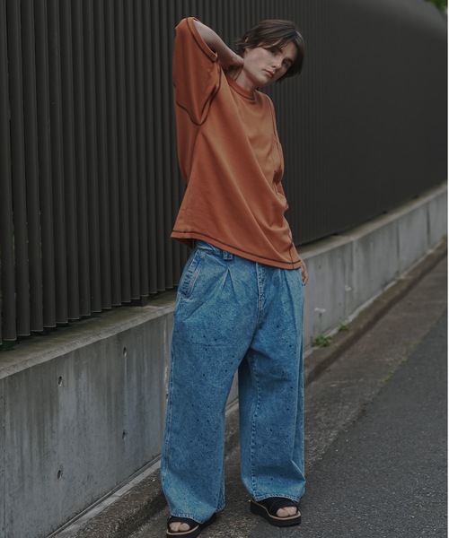 shiki tokyo(シキトウキョウ)の「Oversized Stitch T-shirts / オーバーサイズステッチTシャツ(Tシャツ/カットソー・メンズ・ブラック/ターコイズブルー/チャコールグレー/ネイビー/オレンジ・SMALL/MEDIUM/LARGE)」の6枚目の写真