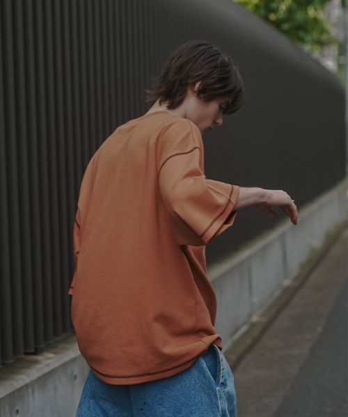 shiki tokyo(シキトウキョウ)の「Oversized Stitch T-shirts / オーバーサイズステッチTシャツ(Tシャツ/カットソー・メンズ・ブラック/ターコイズブルー/チャコールグレー/ネイビー/オレンジ・SMALL/MEDIUM/LARGE)」の11枚目の写真