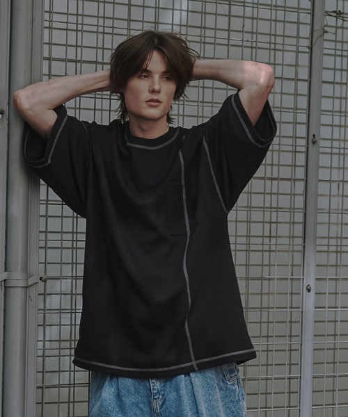 shiki tokyo(シキトウキョウ)の「Oversized Stitch T-shirts / オーバーサイズステッチTシャツ(Tシャツ/カットソー・メンズ・ブラック/ターコイズブルー/チャコールグレー/ネイビー/オレンジ・SMALL/MEDIUM/LARGE)」の16枚目の写真