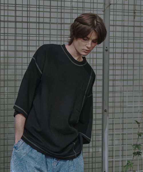 shiki tokyo(シキトウキョウ)の「Oversized Stitch T-shirts / オーバーサイズステッチTシャツ(Tシャツ/カットソー・メンズ・ブラック/ターコイズブルー/チャコールグレー/ネイビー/オレンジ・SMALL/MEDIUM/LARGE)」の18枚目の写真