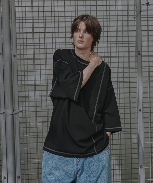 shiki tokyo(シキトウキョウ)の「Oversized Stitch T-shirts / オーバーサイズステッチTシャツ(Tシャツ/カットソー・メンズ・ブラック/ターコイズブルー/チャコールグレー/ネイビー/オレンジ・SMALL/MEDIUM/LARGE)」の20枚目の写真