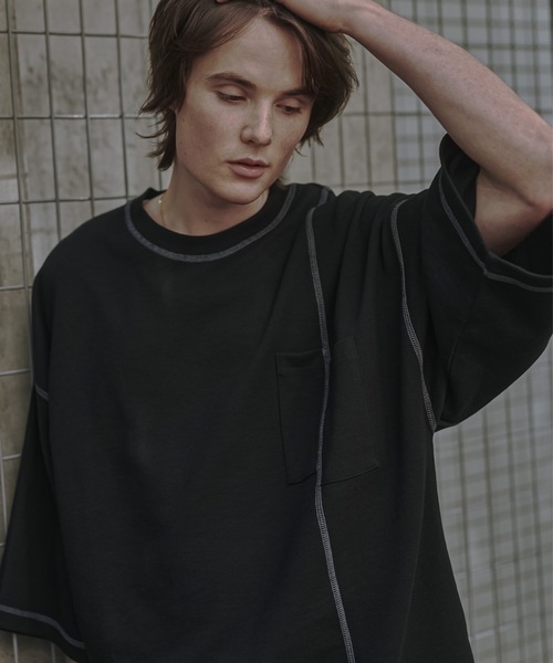 shiki tokyo(シキトウキョウ)の「Oversized Stitch T-shirts / オーバーサイズステッチTシャツ(Tシャツ/カットソー・メンズ・ブラック/ターコイズブルー/チャコールグレー/ネイビー/オレンジ・SMALL/MEDIUM/LARGE)」の21枚目の写真