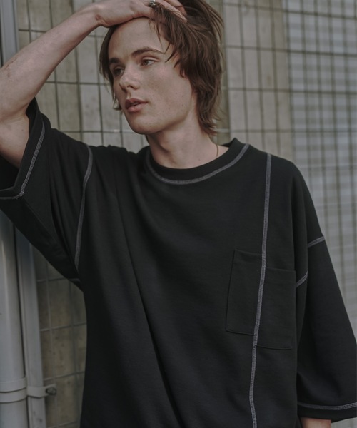 shiki tokyo(シキトウキョウ)の「Oversized Stitch T-shirts / オーバーサイズステッチTシャツ(Tシャツ/カットソー・メンズ・ブラック/ターコイズブルー/チャコールグレー/ネイビー/オレンジ・SMALL/MEDIUM/LARGE)」の22枚目の写真