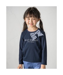 BeBe | BeBe/ポンチ ギンガム チェック リボン Tシャツ (100~150cm)(Tシャツ/カットソー)