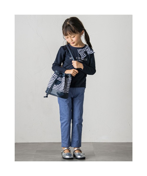 BeBe（ベベ）の「BeBe/ポンチ ギンガム チェック リボン Tシャツ (100~150cm)（Tシャツ/カットソー・キッズ・ネイビー・110/120/140/130/150/100）」の12枚目の写真
