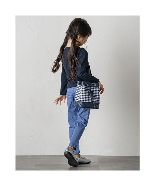 BeBe（ベベ）の「BeBe/ポンチ ギンガム チェック リボン Tシャツ (100~150cm)（Tシャツ/カットソー・キッズ・ネイビー・110/120/140/130/150/100）」の7枚目の写真