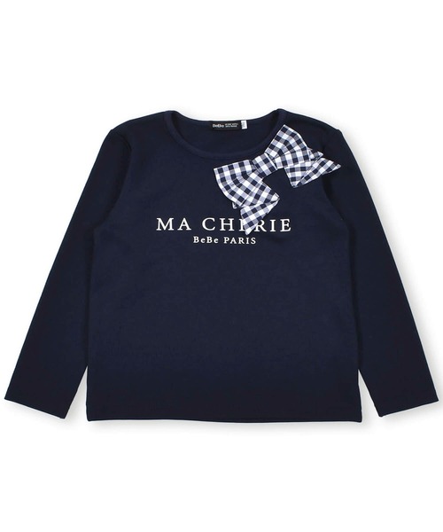 BeBe（ベベ）の「BeBe/ポンチ ギンガム チェック リボン Tシャツ (100~150cm)（Tシャツ/カットソー・キッズ・ネイビー・110/120/140/130/150/100）」の11枚目の写真