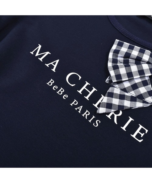 BeBe（ベベ）の「BeBe/ポンチ ギンガム チェック リボン Tシャツ (100~150cm)（Tシャツ/カットソー・キッズ・ネイビー・110/120/140/130/150/100）」の6枚目の写真