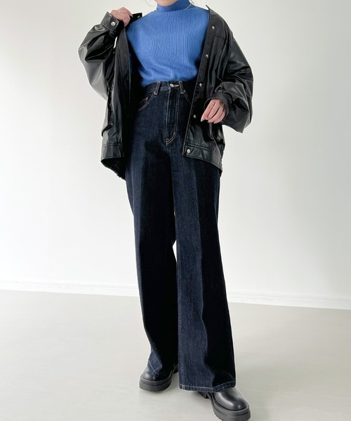 JUNOAH（ジュノア）の「ボトルネックリブニット（ニット/セーター・レディース・オフホワイト/グリーン/ブラック/ベージュ/ブルー/ピンク系その他/グレイッシュベージュ/イエロー・MEDIUM/LARGE）」の16枚目の写真