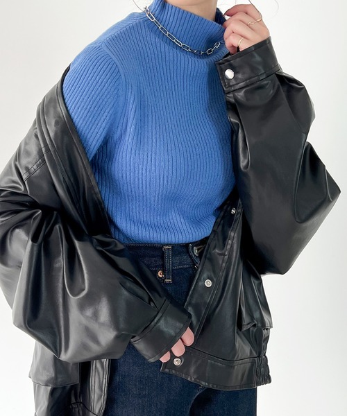 JUNOAH（ジュノア）の「ボトルネックリブニット（ニット/セーター・レディース・オフホワイト/グリーン/ブラック/ベージュ/ブルー/ピンク系その他/グレイッシュベージュ/イエロー・MEDIUM/LARGE）」の17枚目の写真