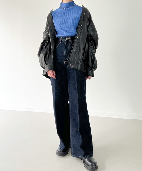 JUNOAH（ジュノア）の「ボトルネックリブニット（ニット/セーター・レディース・オフホワイト/グリーン/ブラック/ベージュ/ブルー/ピンク系その他/グレイッシュベージュ/イエロー・MEDIUM/LARGE）」の18枚目の写真