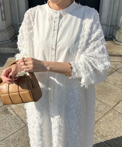 CAPRICIEUX LE'MAGE（カプリシューレマージュ）の「【オケージョンアイテム】フリンジジャガードワンピース（ワンピース・レディース・ホワイト/ブラック・FREE）」の7枚目の写真