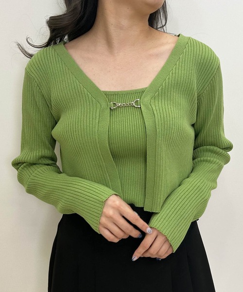 INGNI（イング）の「フロントチェーン付ボレロニット＋キャミSET