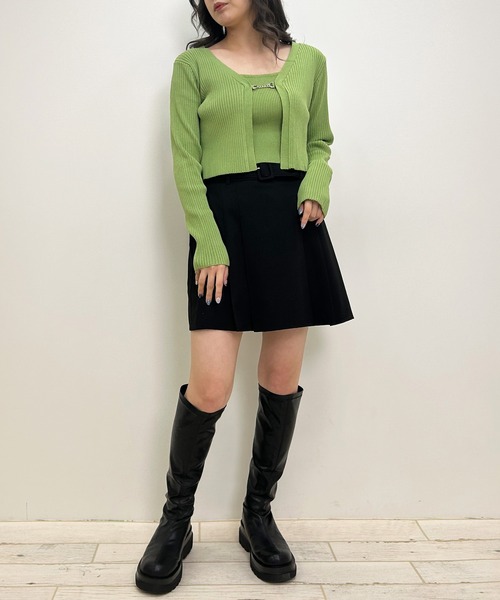 INGNI（イング）の「フロントチェーン付ボレロニット＋キャミSET（カーディガン/ボレロ・レディース・ブラック/サックスブルー/ライトグリーン/アイボリー・M）」の13枚目の写真