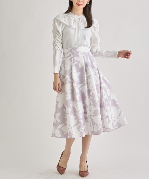 tocco closet（トッコ　クローゼット）の「２ＷＡＹリボン×レース襟付きギャザースリーブリブカットソー（Tシャツ/カットソー・レディース・ブラック/ホワイト・M）」の18枚目の写真