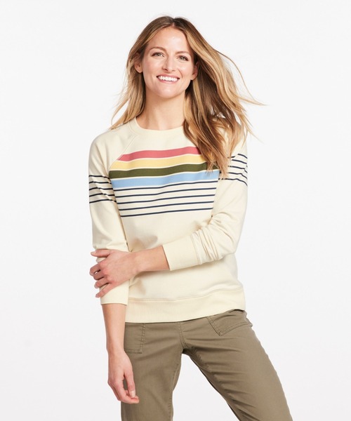 L.L.Bean(エルエルビーン)の「エル・エル・ビーン 24/7 スウェットシャツ、クルーネック ストライプ 米国フィット・レギュラー(スウェット・レディース・ホワイト系その他/ネイビー系・LARGE/SMALL/MEDIUM)」の5枚目の写真