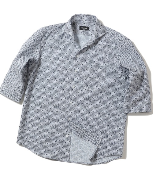 MEN'S BIGI（メンズビギ）の「エアリーサッカー千鳥フラワープリント七分袖シャツ（シャツ/ブラウス・メンズ・ホワイト系その他/ネイビー・01/02/03/04）」の2枚目の写真