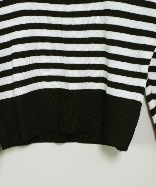 セール】ボーダーニット 長袖 ショート丈 クロップド丈 y2k