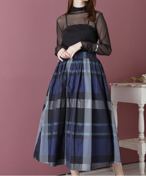 acro（アクロ）の「■メモリータフタギャザースカート/AC3702（スカート・レディース・ネイビー/ブラック/アイボリー・ﾌﾘ-）」の3枚目の写真