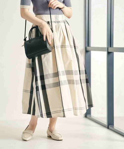 acro（アクロ）の「■メモリータフタギャザースカート/AC3702（スカート・レディース・ネイビー/ブラック/アイボリー・ﾌﾘ-）」の2枚目の写真