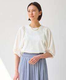tシャツ ツイストオフロール袖ボリュームブラウス レディース osharewalker ブラウス レディース 長袖トップス リボンタイ