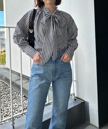 チェック」に該当するレディースのシャツ/ブラウス（ボウタイ襟