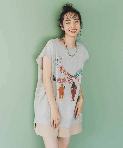 BAYFLOW(ベイフロー)の「【NARI】ミニ裏毛プルオーバー(Tシャツ/カットソー・レディース・ライトグレー/アイボリー・FREE)」の8枚目の写真