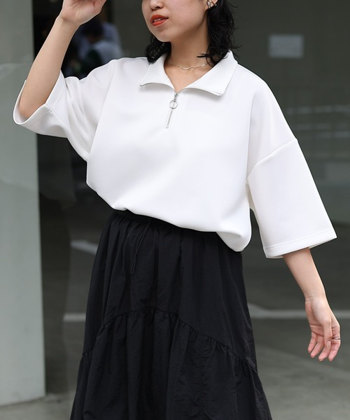 COLONY 2139（コロニートゥーワンスリーナイン）の「WEB/一部店舗限定 ダンボールスタンドハーフジップビッグプルオーバー（Tシャツ/カットソー・メンズ・ブラック/グリーン/ホワイト/ネイビー・MEDIUM/LARGE）」の2枚目の写真