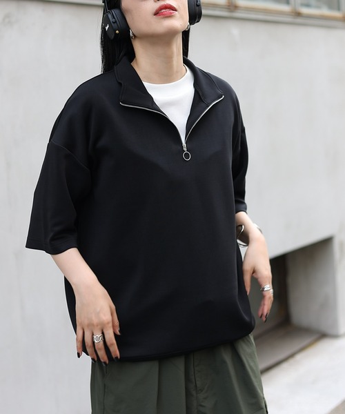 COLONY 2139（コロニートゥーワンスリーナイン）の「WEB/一部店舗限定 ダンボールスタンドハーフジップビッグプルオーバー（Tシャツ/カットソー・メンズ・ブラック/グリーン/ホワイト/ネイビー・MEDIUM/LARGE）」の9枚目の写真