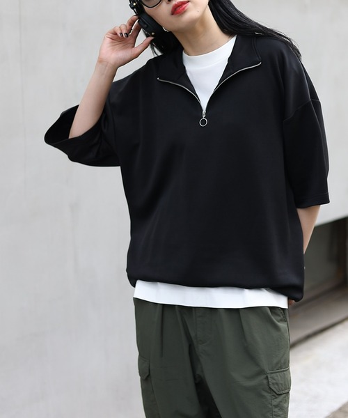 COLONY 2139（コロニートゥーワンスリーナイン）の「WEB/一部店舗限定 ダンボールスタンドハーフジップビッグプルオーバー（Tシャツ/カットソー・メンズ・ブラック/グリーン/ホワイト/ネイビー・MEDIUM/LARGE）」の11枚目の写真