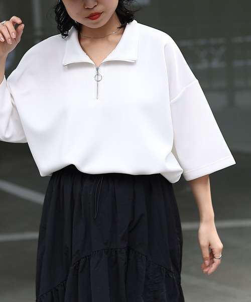 COLONY 2139（コロニートゥーワンスリーナイン）の「WEB/一部店舗限定 ダンボールスタンドハーフジップビッグプルオーバー（Tシャツ/カットソー・メンズ・ブラック/グリーン/ホワイト/ネイビー・MEDIUM/LARGE）」の7枚目の写真