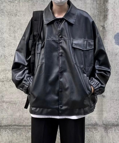 VIBGYOR(ヴィブジョー)の「【バーレスク】合成皮革ブルゾン(BQ)(ブルゾン・メンズ・ブラック・MEDIUM/LARGE/X-LARGE)」の2枚目の写真