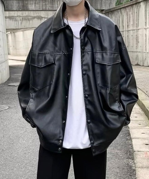 VIBGYOR(ヴィブジョー)の「【バーレスク】合成皮革ブルゾン(BQ)(ブルゾン・メンズ・ブラック・MEDIUM/LARGE/X-LARGE)」の4枚目の写真